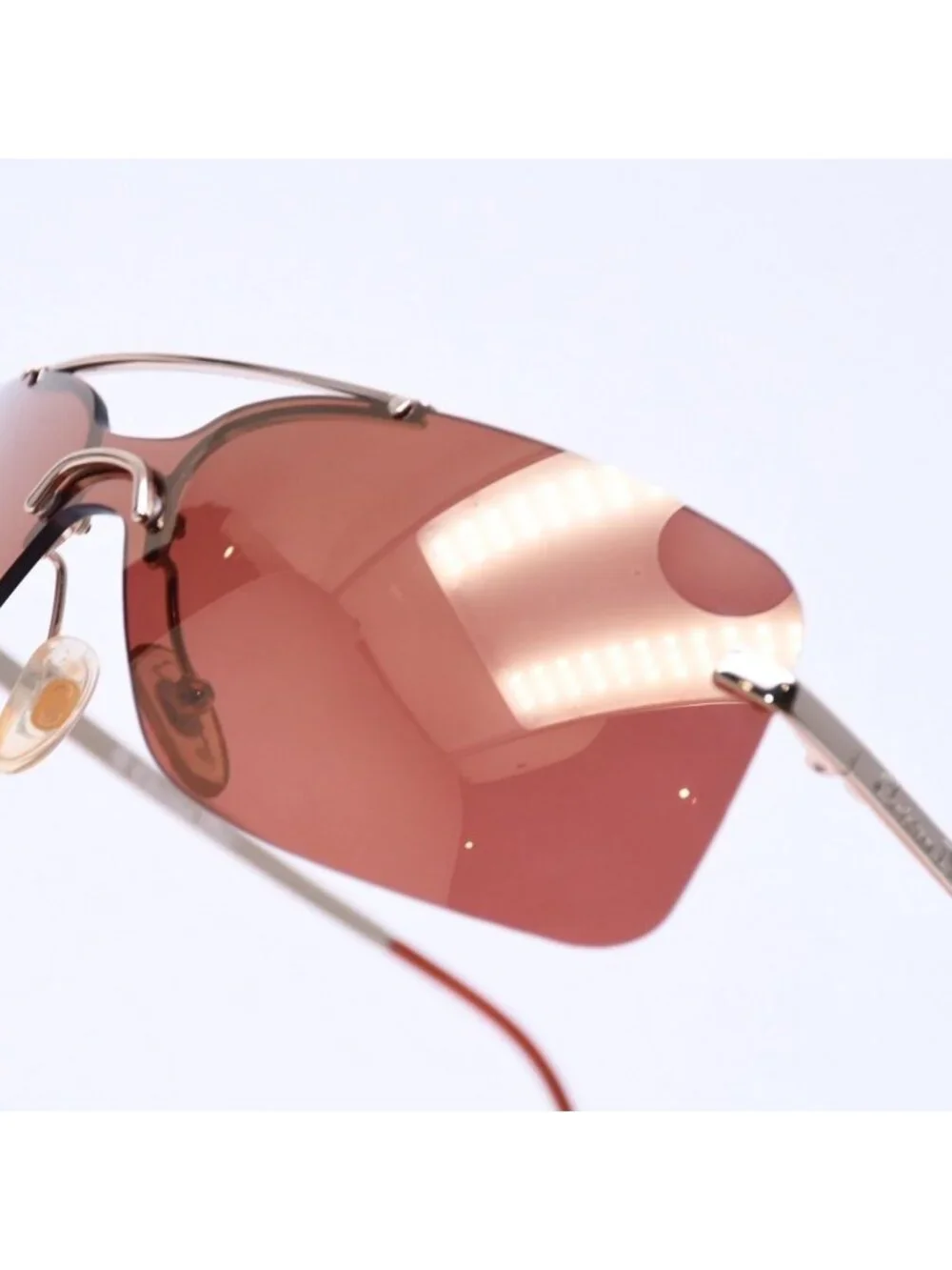 Dior Mini Motard Rimless Sunglasses Eyewear 36c Red Gold